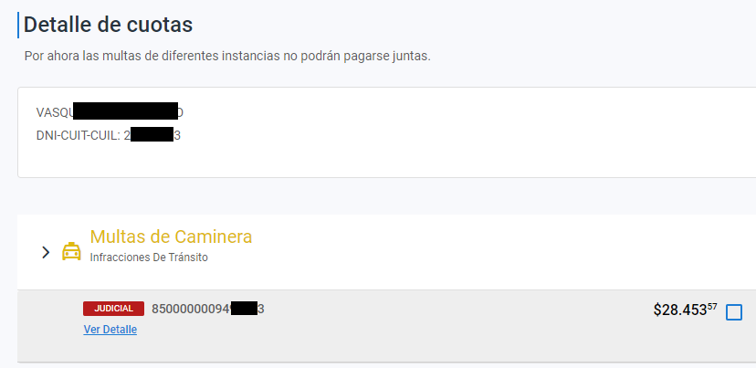 Detalle de infracciones córdoba