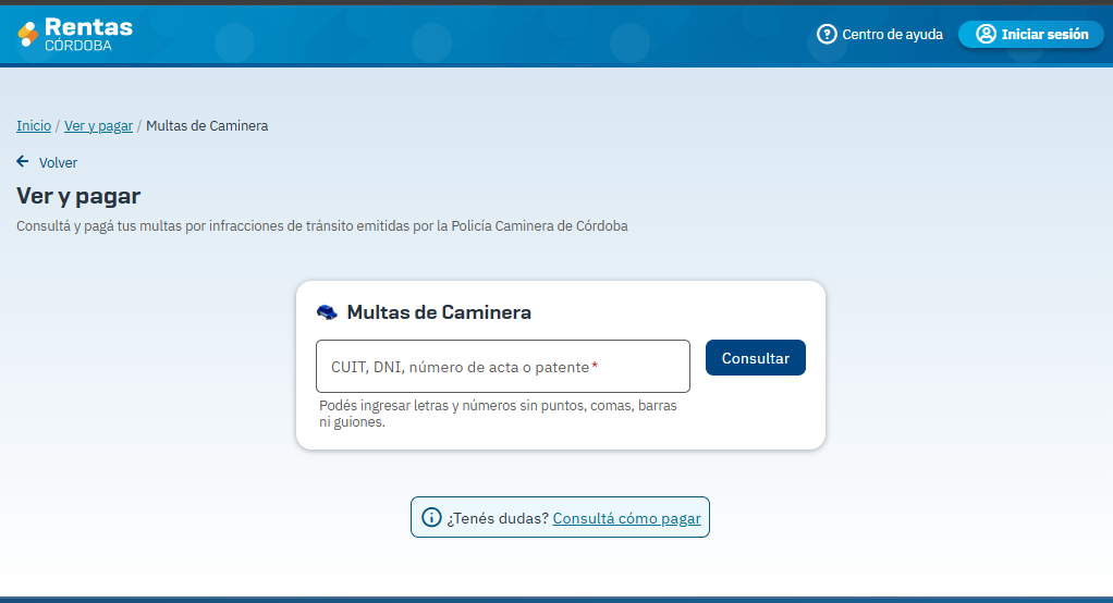 Ingreso a Rentas cordoba 2025
