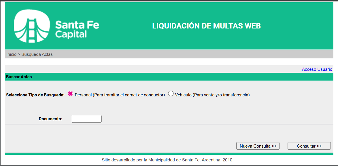 Santa fe capital por patente o dni